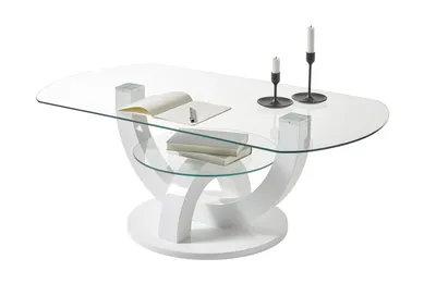 Produktbild von Couchtisch >Boston< weiß Hochglanz / Glas, Ablage - 110x40x60 (BxHxT)