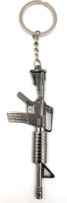 Produktbild von Onwomania Schlüsselanhänger AK47 Gun Pistole Silber Metall Anhänger Charm