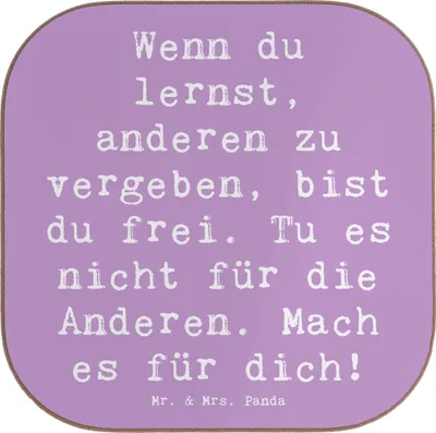 Produktbild von Mr. & Mrs. Panda Untersetzer für Gläser Spruch Vergebung Freiheit - Lavendeltraum - Geschenk, Gefühl, Motivation, Tischschoner, Neuanfang, Gefühle, gläseruntersetzer