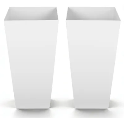 Image de VEVOR Pot de fleurs 325 x 325 x 665 mm, lot de 2, pot de fleurs, bac à fleurs, pot en PP, bac à fleurs, jardinière avec pot intérieur et trous de drainage, convient aux plantes d'intérieur et de jardin, blanc