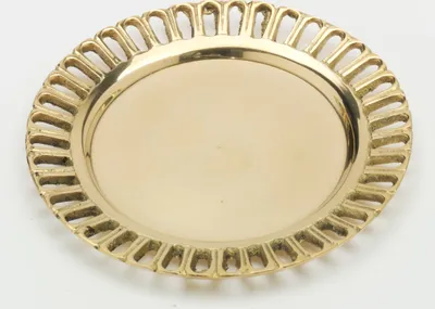 Produktbild von Kerzenteller, Dekoteller Waffelrand Messing Gold poliert (Innen Ø 7 cm, Außen Ø 11 cm)