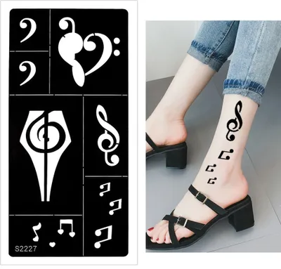 Produktbild von Henna Tattoo Schablone Airbrush Stencil Herz Musiknoten