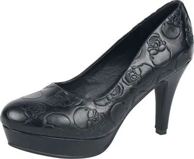 Produktbild von Rock Rebel by EMP Damen schwarze High Heels mit Skull-Alloverprint EU37