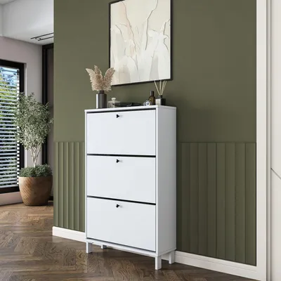 Produktbild von Skye Decor, Hochwertiger Schuhschrank (3 Stück) - Weiß, 100% Melamin, E1 Qualität