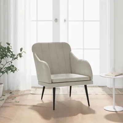 Image de The Living Store fauteuil gris clair 63x76x80 cm velours