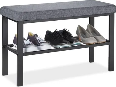 Image de Banc avec rangement pour chaussures en noir-gris