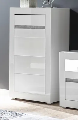 Produktbild von Kommode "Nobile" Hochglanz weiß grau Stauraumschrank 66 x 112 cm