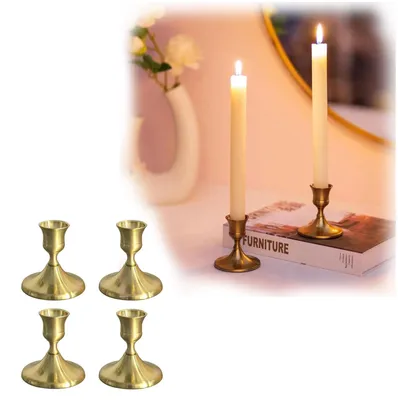 4er-Set goldene Metall-Kandelaar, 7 cm, für 2,2 cm Kerzen
