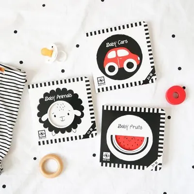 Produktbild von Baby Fruits: Kontrastbuch für Babys mit Öffnungen · kontrastreiche Bilder angepasst an Babyaugen · Schwarz Weiß Primärfarben Buch für Neugeborene · ..