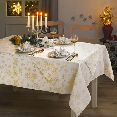 Image de Nappe étoile de glace 85 x 85 cm Jacquard Nappe de fête Chemin de table Nappe de Noël