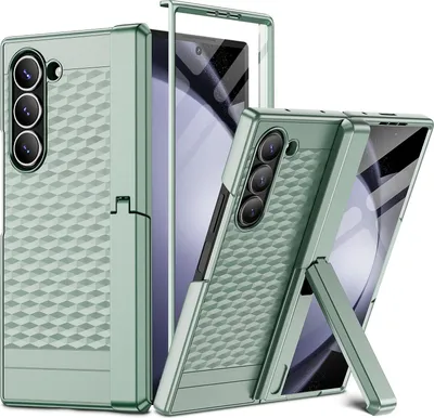 Produktbild von Handyhülle für Samsung Galaxy Z Fold 6 Militärischer Hülle mit Displayschutzfolie und Ständer, Scharnierschutz hellgrün