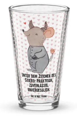 Produktbild von Mr. & Mrs. Panda Cocktailglas Stier Astrologie - Transparent - Geschenk, Pintglas, Tumbler, Bierglas, Geburtstagsgeschenk, Sternzeichen, Wasserglas, Glas, Longdrinkglas