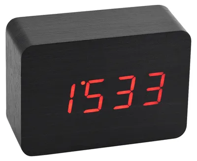 Digitaler Holz-Wecker mit LED, Alarm, Sprachsteuerung, Timer, schwarz