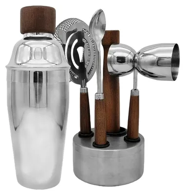 6-tlg. Barwerkzeug-Set Edelstahl mit Shaker, Muddler, Jigger