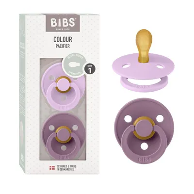 Produktbild von BIBS Colour Symmetrical Schnuller 2er Pack, BPA-frei Dummy-Schnuller, Symmetrischer Nippel. Naturkautschuk / Latex, Hergestellt in Dänemark, Größe 1 (0-6 Monate), Violet Sky / Mauve