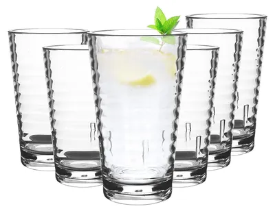 Imagen del producto de Juego de 6 vasos de plástico reutilizables de 385 ml