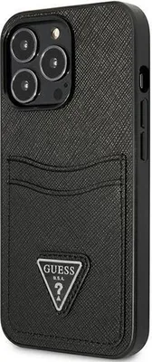 Produktbild von Guess Guhcp13Lpsatpk Iphone 13 Pro / 13 6,1"" Czarny/Black Hardcase Saffianotriangle Logo Cardslot