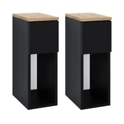Produktbild von Schmale Nachttische Beistelltische - 2er Set - Schwarz - Torro Holzdekor - 20x30x55 cm