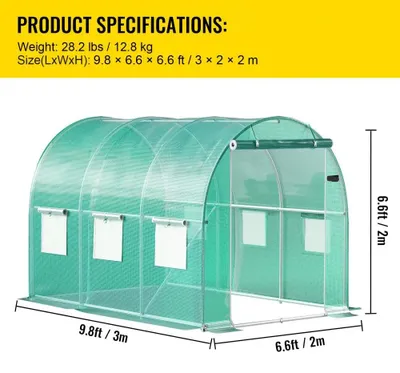 Obrázek produktu pro Kweekkas – Tunelová skleník, zahradní skleník – Zahradní skleníky – Skleník – Skleník pro pěstování rajčat – Rozměry: 3 x 2,1 x 2,1 metru – Ocelová konstrukce