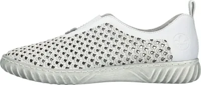 Produktbild von Rieker Damen Slipper Perforierung Halbschuh Leder N0965, Größe:39 EU, Farbe:Weiß