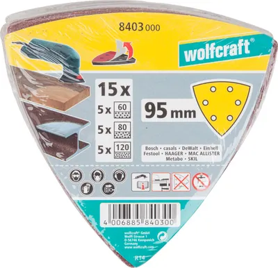 Produktbild von Wolfcraft® Haft-Schleifblätter Delta gel.95mm 15 St