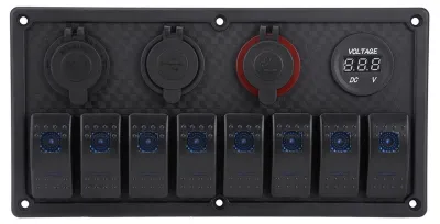 Productafbeelding van Schakelpaneel voor Botens - Dual USB Voltmeter - Waterdicht - 8-Gang Schakelaar