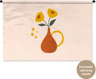 Produktbild von MuchoWow® Wandteppich Wandbehang Blumen - Mohnblumen - Sommer 150x100 cm Tapisserie Dekoration Wandtuch - Waschbar - Tapisserien - Wand-Decke