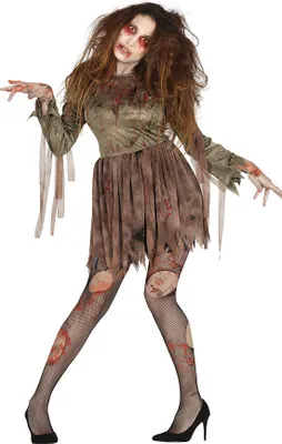 Produktbild von dreckiges Zombie Kostüm für Damen Gr. M/L, Größe:L