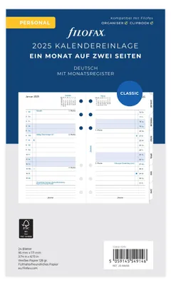 Immagine prodotto di FILOFAX Calendario 2025 - Personale - Agenda mensile a schede - bianco tedesco - 25-68456