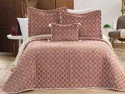 Produktbild von L'Essentiel Linge de Maison, Brillance - Dusty Rose, Doppelbett-Tagesdecken-Set, Staubige Rose, 100 % SAMT, 250 x 250 cm