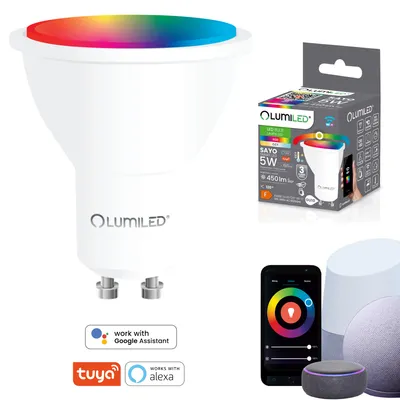 Obrázok produktu pre LUMILED Smart SAYO PAR16 LED žiarovka GU10 5W 450lm WLAN Stmievateľná Viacfarebná RGBW Wifi žiarovka Časovač Inteligentná domácnosť 16 miliónov farieb Ovládanie pomocou aplikácie kompatibilné s Amazon Alexa Google Assistant Tuya