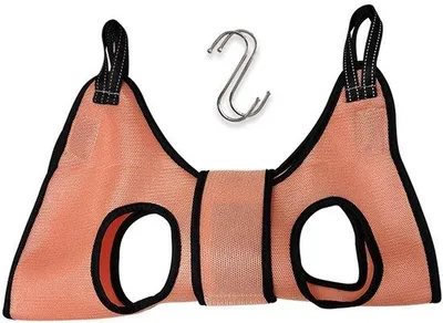 Produktbild von Hunde-Lounge-Hängematte mit Halsband-Fixierung - Hängematten für unsere vierbeinigen Freunde - Hängebett für Hunde - Hundesitzmöbel - Tierbeistell-Pflege-Kit - Hängebett-Ständer für Hunde und Katzen - Tierhängebetthalter