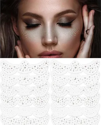 Produktbild von Glitzernde Sommersprossen-Tattoos - 6 Stück goldene Tattoo-Folie - wasserdichtes Sprossen-Design - funkelnde Gesichtstattoos - selbstklebende Glitzersteine (silber)