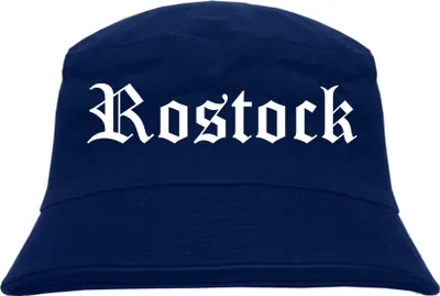 Produktbild von Rostock Fischerhut - Dunkelblau - Altdeutsch - bedruckt - Bucket Hat Anglerhut Hut L/XL Dunkelblau
