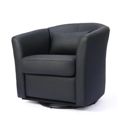 Image de Fauteuil de relaxation HomeMiYN, fauteuil rembourré en similicuirPolyuréthaneavec accoudoirs, confortable pour salon, chambre à coucher et coin lecture