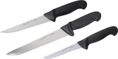 Produktbild von STUBAI 3-teiliges Messerset aus Stechmesser 180 mm, Ausbeinmesser 120 mm, Schlachtmesser 210 mm Küchenmesserset aus Edelstahl mit Polypropylengriff, spülmaschinenfest