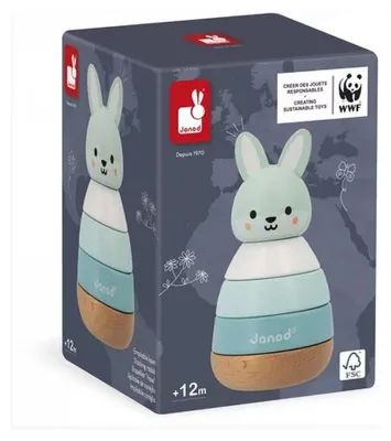 Produktbild von Janod Stapelspielzeug Stapelbarer Hase aus Holz J08653