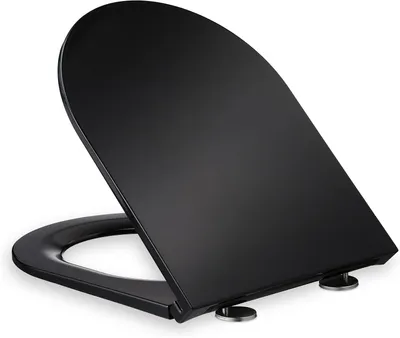 Immagine prodotto di Copriwater per WC con sistema di chiusura rallentata e fissaggio rapido - 36x45 cm - Forma D - Montaggio dall'alto - Materiale: Duroplast - Colore: Nero
