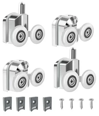 Zdjęcie produktu dla Kółka do drzwi prysznicowych metalowe 23 mm zestaw 4 sztuk wymienne