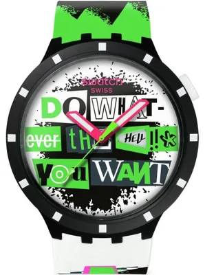 Produktbild von Swatch Uhr Lash Out SB03B701, Neonfarben, Graffiti-Design, Statement-Zifferblatt, robustes Armband