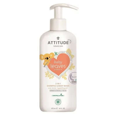 Produktbild von Kinder-Kö rperseife und Shampoo mit dem Duft von Birnensaft Baby Leaves ( Shampoo & Body Wash) 473ml