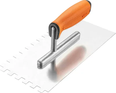 Obrázok produktu pre NEO TOOLS Stierka, zubatá, 270x128 mm, hrúbka čepele: 0,7 mm, 10 mm zub, nerezová | Ergonomická plastová rukoväť, čepeľ z nerezovej ocele