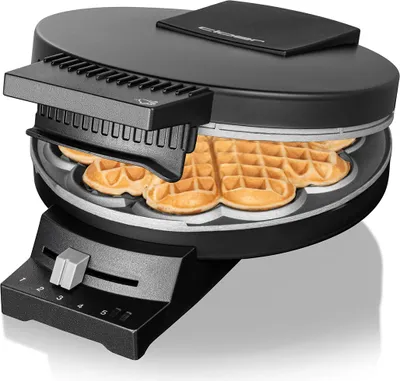 Produktbild von Cloer 180 Waffeleisen für eine Herzwaffel mit 16 cm Durchmesser, Herzwaffeleisen mit Doppelbeschichtung, schweren Backplatten, stufenlosem