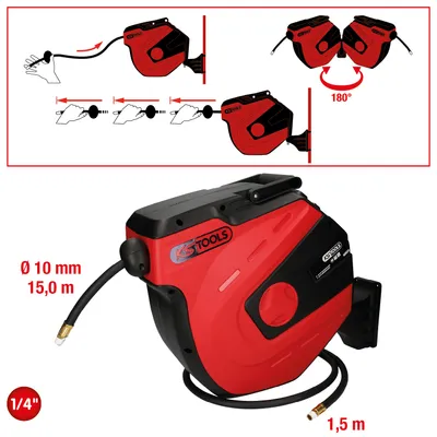 Produktbild von KS TOOLS Automatischer Druckluftschlauch-Aufroller, Ø 10mm x 15m ( 515.3440 )