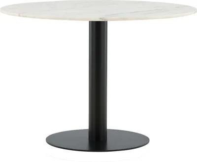 Productafbeelding van FURNLUX Eettafel Estelle, marmerlook wit en zwart, 106 cm / Hoofdkleur: wit / Afmetingen: 106 x 106 x 75 cm