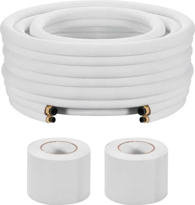 Produktbild von VEVOR Kältemittelleitung 15,24 m, Kupferleitung 6,4&12,7 mm Außendurchmesser, PE-isolierte Spule mit Bördelmuttern, Umreifungsbänder, für Mini-Split-Klimaanlage, HVAC oder Wärmepumpensystem