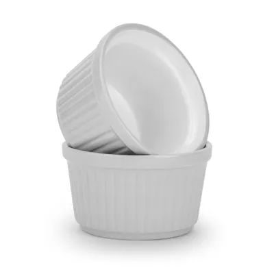 Obrázek produktu pro Sada dvou keramických misek/formiček, malé zapékací nádobí, mini cocotteky, šedé barvy, objem 180 ml