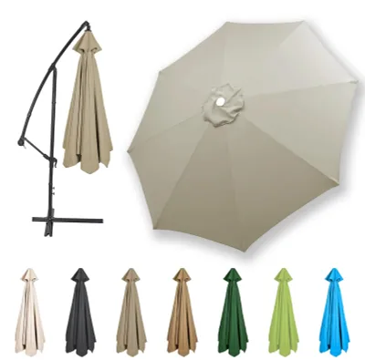 Image de Housse de remplacement pour parasol, 6 baleines, tissu, protection UV 50, résistante au vent, plage, terrasse, jardin (taupe, 4,0 m / 8 baleines)