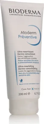 A white tube of Bioderma Atoderm Préventive cream against a white background.