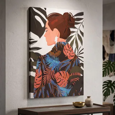 Obrázok produktu pre Maľovaná tlač na plátne žena, viacfarebná 80x2,8x120 cm